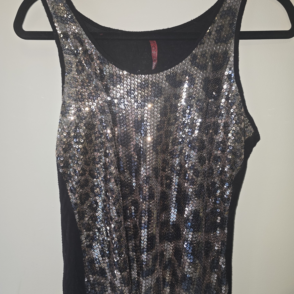 Topia Black Sequin Sleeveless Tank Top